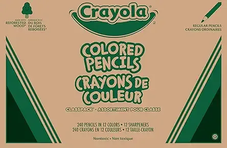 Crayola Colored Pencils Classpack (240ct), Teacher Must Haves, Classroom Essentials, Bulk Colored Pencils for Kids, 12 Colors, Back to for School Coloring Supplies