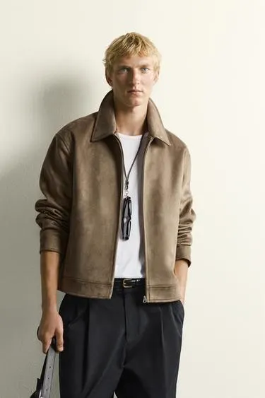FAUX SUEDE REGULAR FIT JACKET