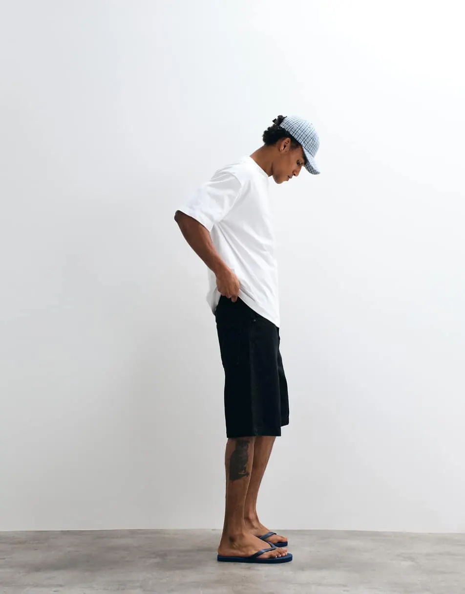 ASOS DESIGN loose denim jorts in black