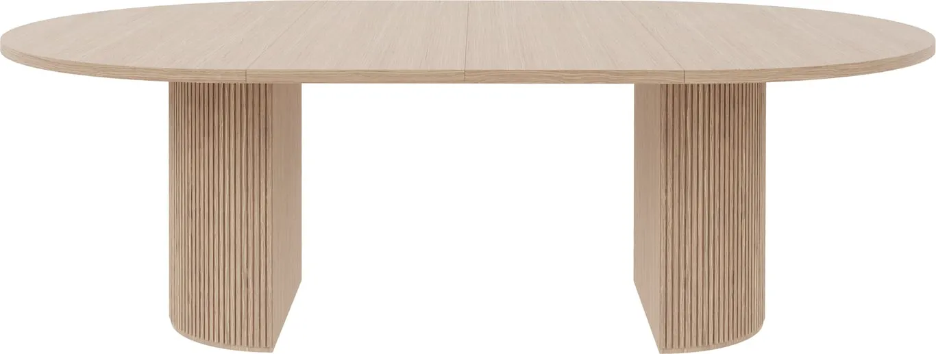 Linea spisebord rundt Ø 138 cm m/uttrekk, hvitoljet