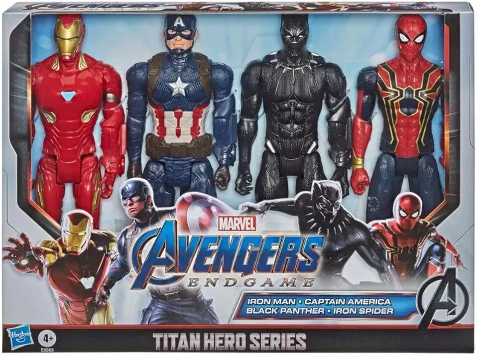 Marvel Avengers Endgame Titan Hero Series 12" Action Figures Captain America, Iron Spider, Black Panther, and Iron Man (4 Action Figures)