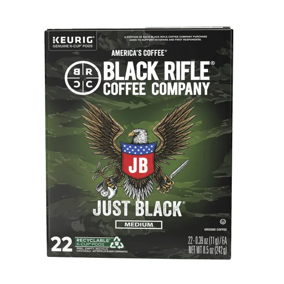 Black Rifle Coffee Company Just Black Keurig K-Cup Pods, Medium Roast, 22 Ct
