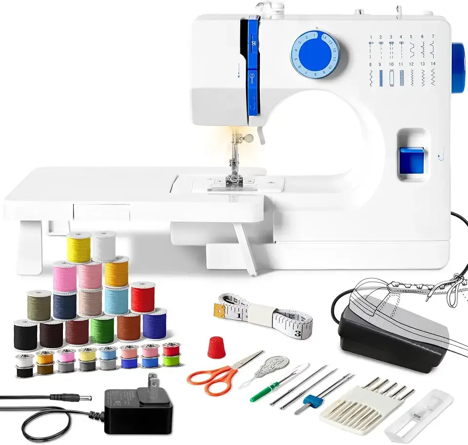 Mini Sewing Machine, Dual Speed Double Needle, 14 Stitch Portable Sewing Machine for Beginners, Adults, Home Use