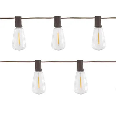 24-ft Plug-in White Outdoor String Light with 12 White -Light LED Edison Bulbs