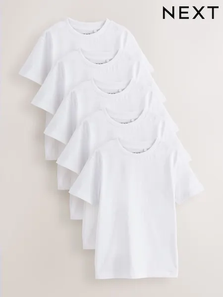 White Short Sleeve T-Shirts 5 Pack (3-16yrs)