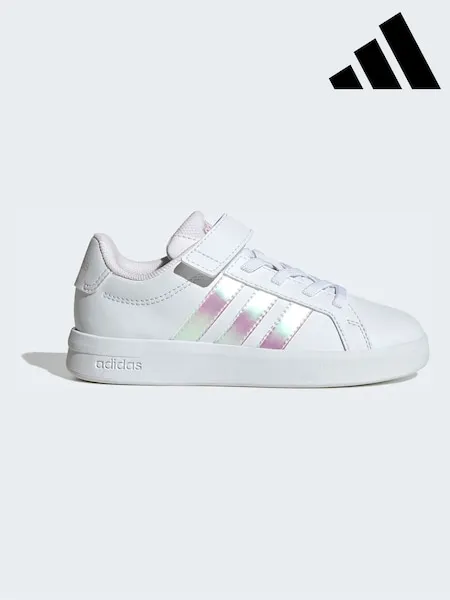 adidas White Grand Court 3.0 Kids Trainers
