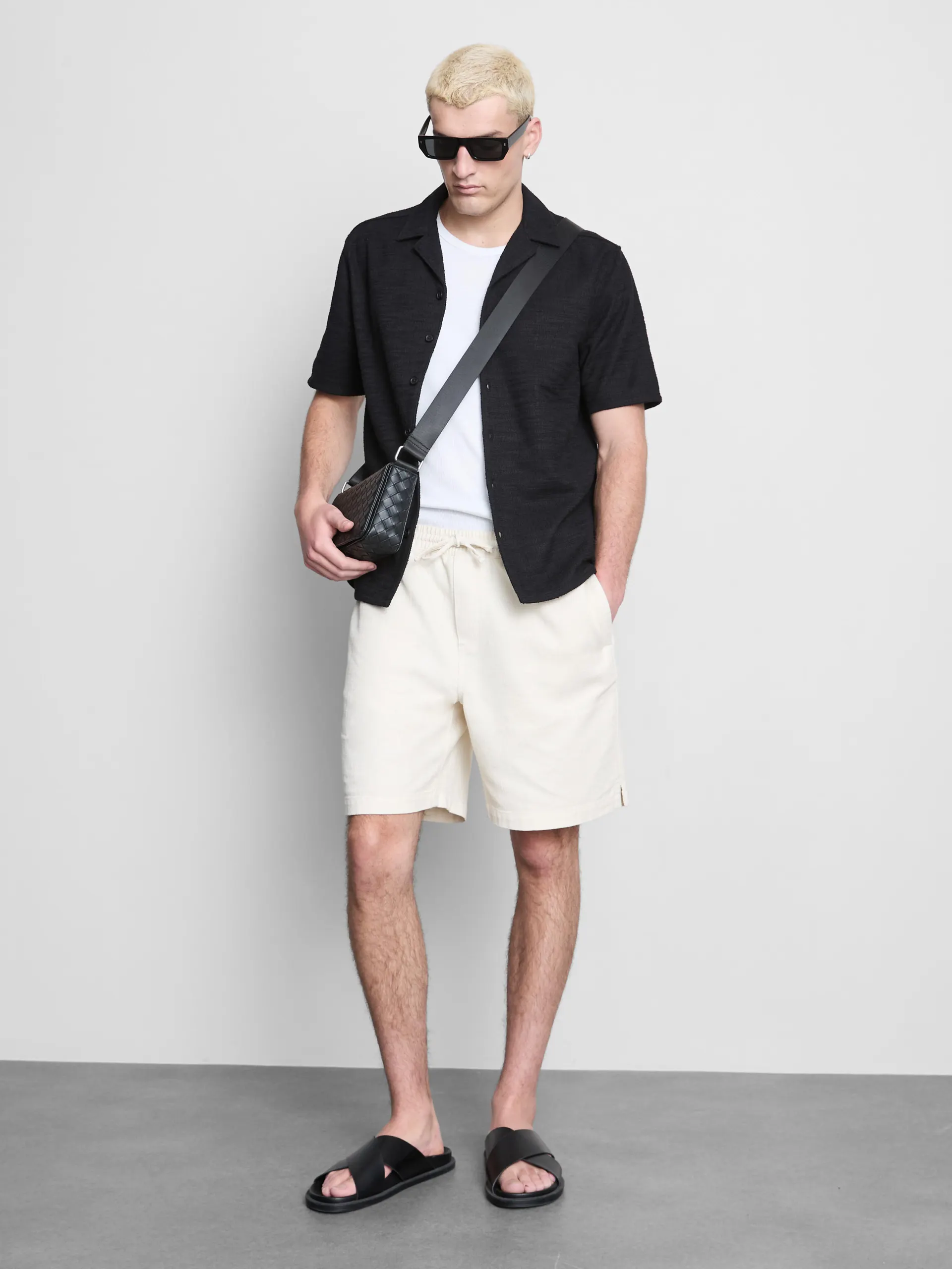 Chemise texturée à manches courtes