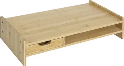 HOMCOM Monitorständer Bildschirmständer Schreibtisch-Organizer Mit Schubladen
