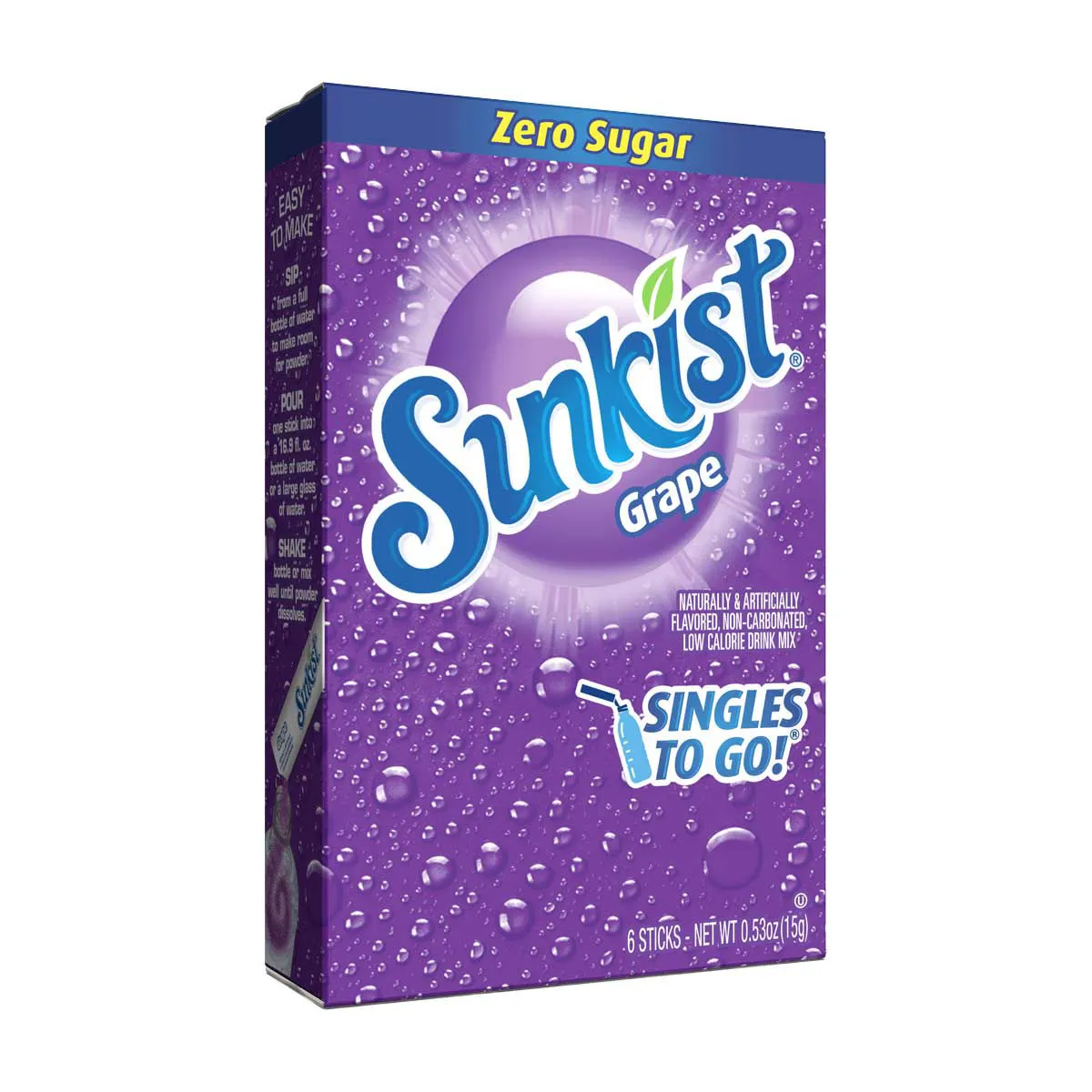 Sunkist Soda Drink Sticks, Grape, 6 ct