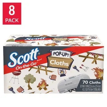Scott On-The-Go Pop-Up Cloths, 70 Cloths, 8-count