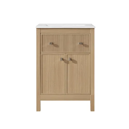 Josine 24-inch W x 18.8-inch D x 34.5-inch H Bath Vanity in Light Oak with Ceramic Undermount Sink