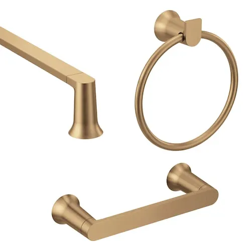 Genta Bronzed Gold 3pc Bathroom Accessory (Paper Holder, Towel Ring, 24-in Towel Bar)