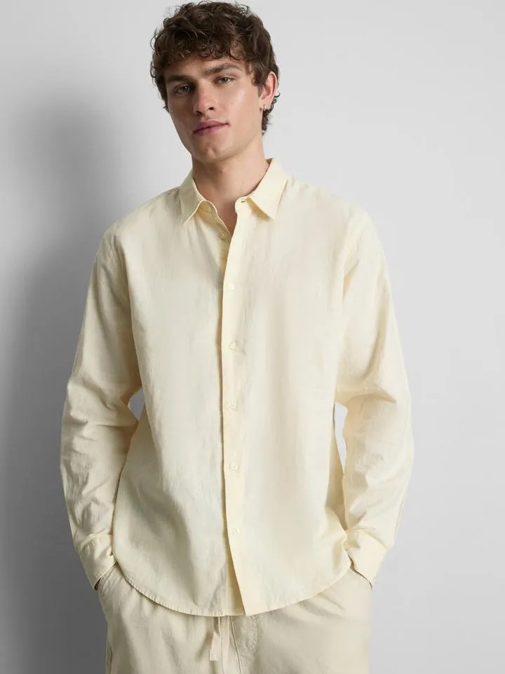 Chemise à manches longues en lin mélangé