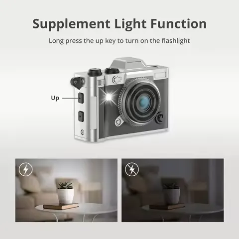 Mini Keychain Digital Camera, Retro Vintage 5MP 1080P HD 2K Video, 5 Filters, OTG Android Type-C, 32GB TF Card, Gift for Teens Girls Travel Vlog