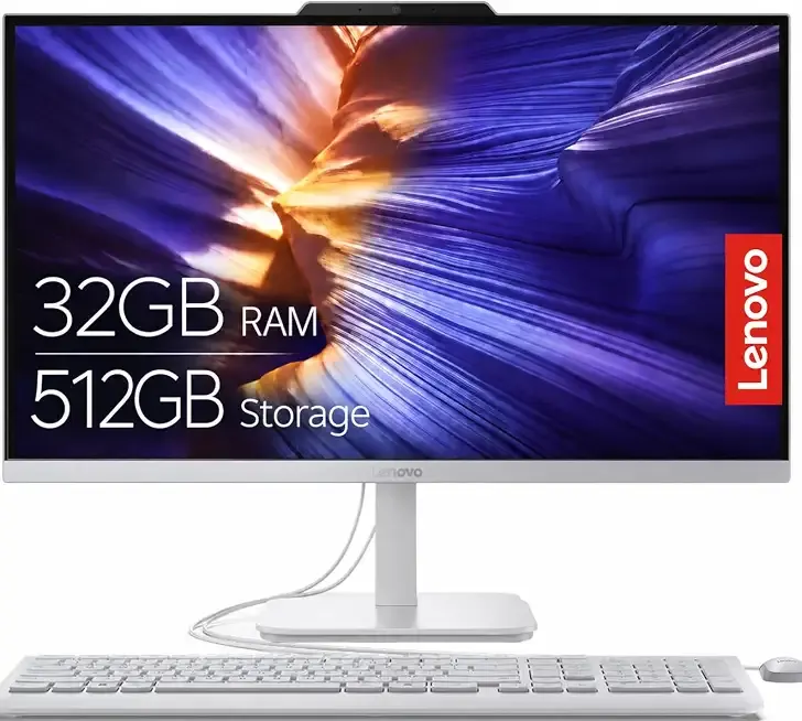Lenovo 24" FHD All-in-One Desktop, 32GB RAM, 512GB SSD, Intel 4-Core