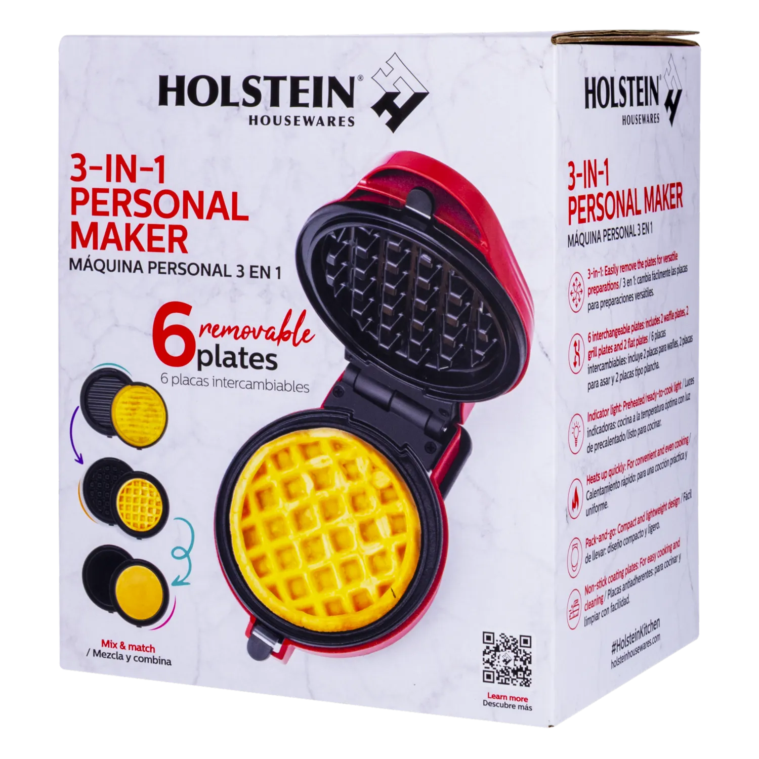 Waflera Personal 3 En 1 HOLSTEIN Rojo