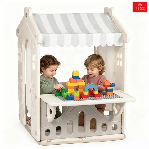 Casa De Juego Infantil Con Colchoneta Y Bloques 80x108x110cm Color Blanco