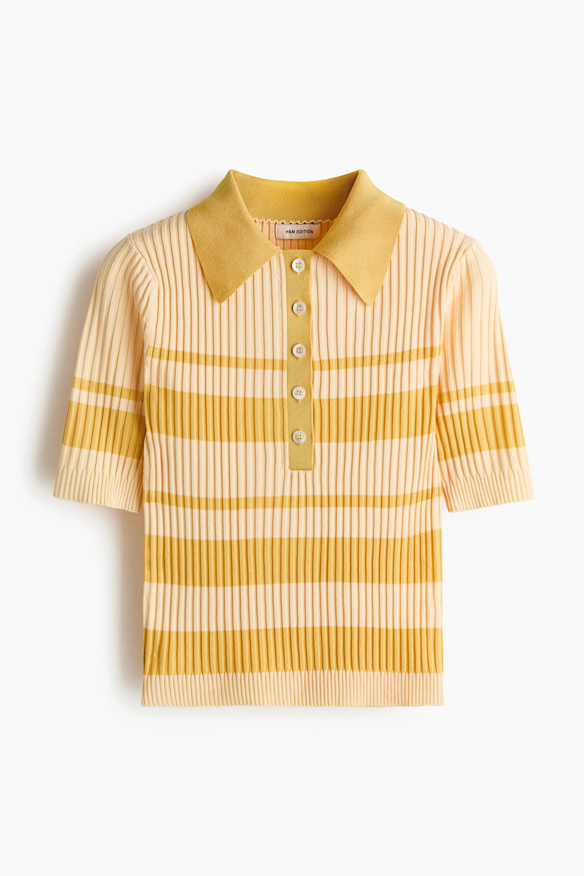 Rib-knit polo shirt
