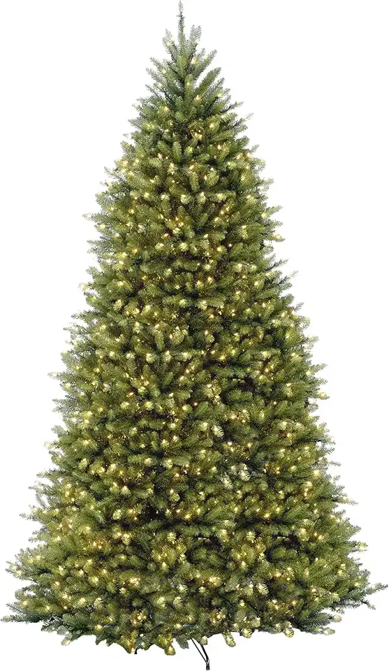National Tree Company 10 ft Pre-Lit Dunhill Fir Artificial Christmas Tree, 1,200 Clear Lights, 5,090 Tips, Includes Stand, Green