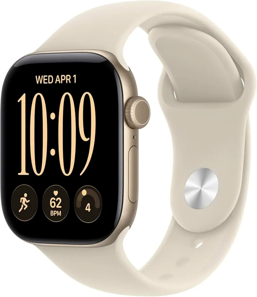 Apple Watch Series 12 GPS 42mm Smartwatch | Light Gold Aluminum Case, Sand Sport Band - S/M. Health + Fitness + Sleep Tracking, Heart Rate, Safety