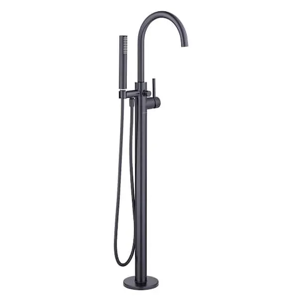 Glacier Bay Dorind Single-Handle Freestanding Tub Faucet Floor Mounted with Handheld Hand Shower in Matte Black