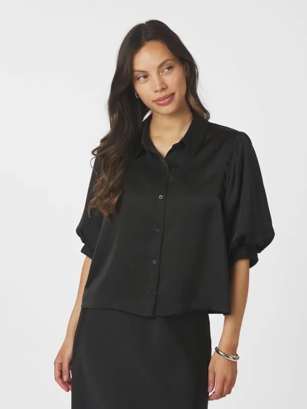 Etta Heavy Sateen Shirt Black