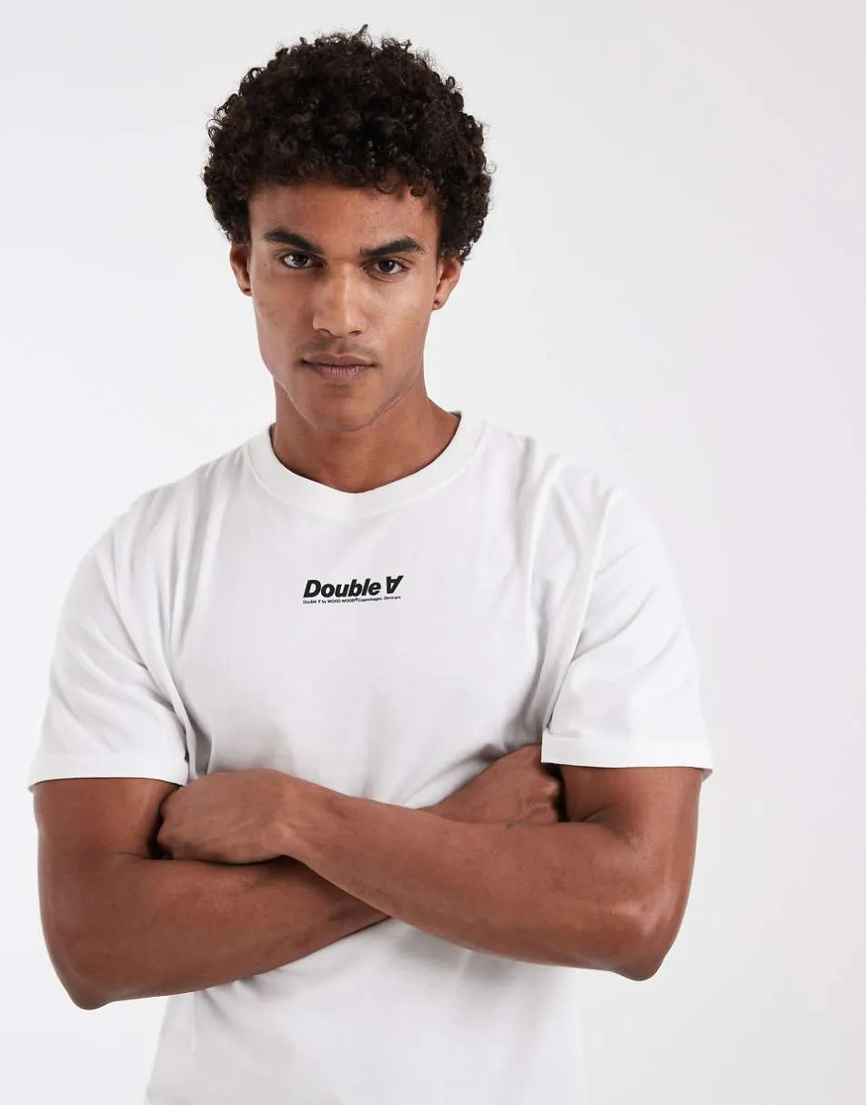 Double A By Wood Wood 100% cotton Ace roller logo t-shirt in white