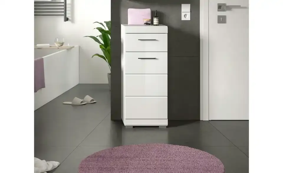 Unterschrank SCHLOONSEE, Breite 37cm, 1 Tür, 1 Schubkasten, 2 Fächer, MDF-Front in verschiedenen Farben erhältlich, Badmöbel, Badschrank, Kommode, Bad Schloonsee