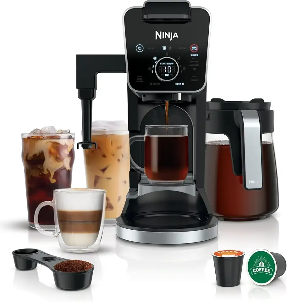 Specialty Drip Coffee Maker | DualBrew™ Pro Specialty Coffee Machine w/ Frother, Paper Filter | Brew with Pods & Grounds, K Cups Compatible | 4 Brew Styles, 13 Cup to Pot Sizes | Black, CFP301
