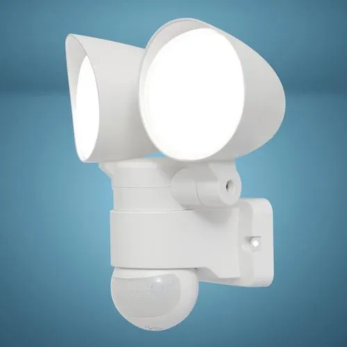 Patriot Lighting® White LED Plug-in Dual Head Motion Sensor Outdoor Security Flood Light