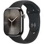 Apple Watch Series 10 [GPS + Cellular 46mm case] Smartwatch with Slate Titanium Case with Black Sport Band - M/L. Fitness Tracker, ECG App, Always-On Retina Display, Water Resistant