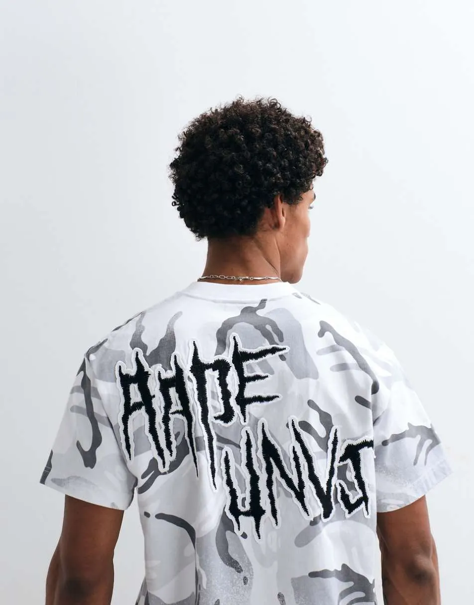 Aape by A Bathing Ape oversized t-shirt in white camo