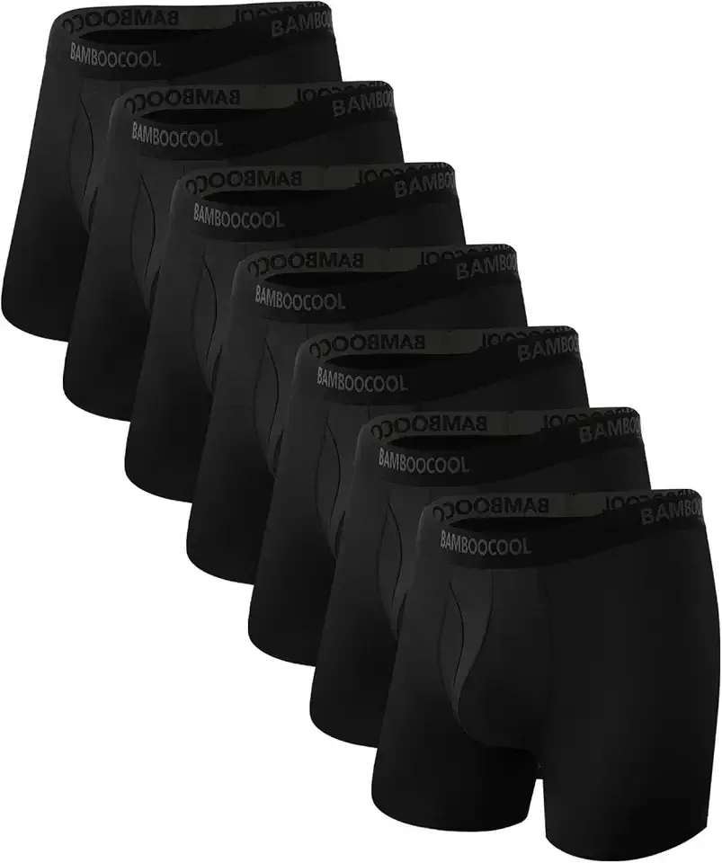 Men's Underwear Breathable Boxer Briefs with Fly Moisture-Wicking Lightweight Underwear 7-Pack