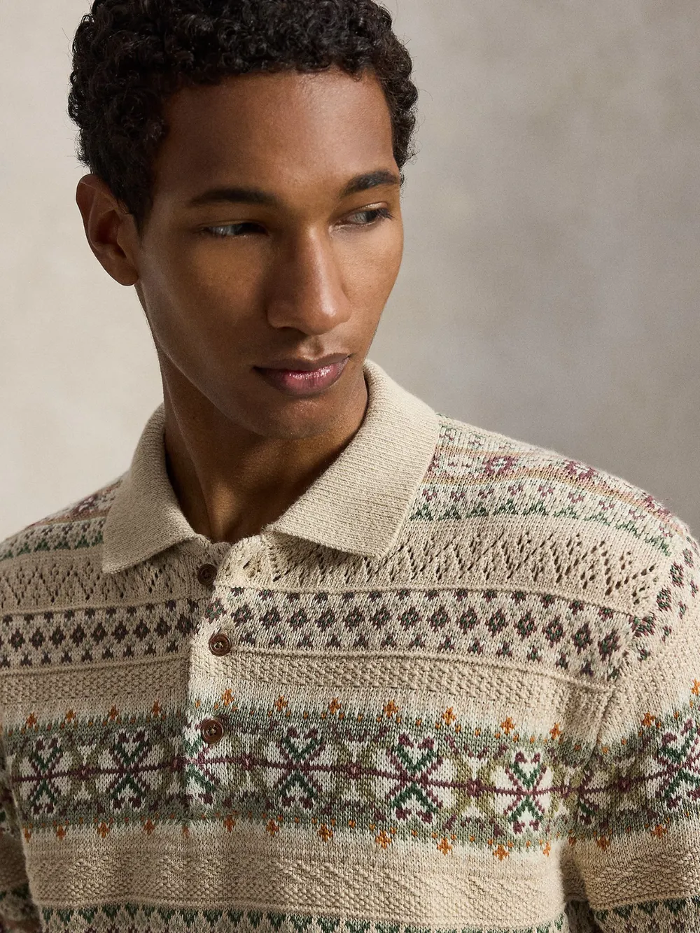 FAIR ISLE LINEN-COTTON POLO