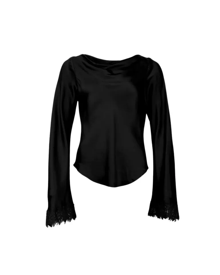 Satin Drape Top - Sort