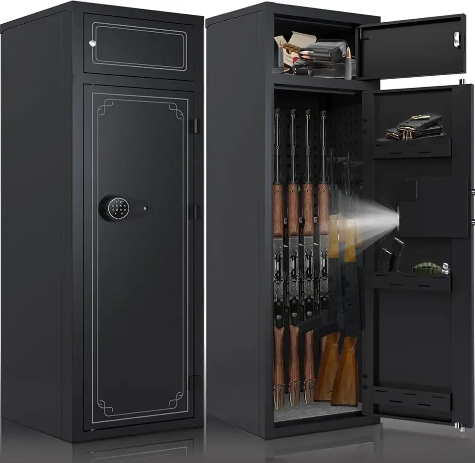 KAER 10-12 Gun Safe,Rifle Gun Safe for Home Rifle and Pistols,Gun Safes & Cabinets,Metal Gun Cabinet for Rifles and Shotguns,Shotguns Rifle Safe with Digital Keypad, Adjustable Shelves (Black)