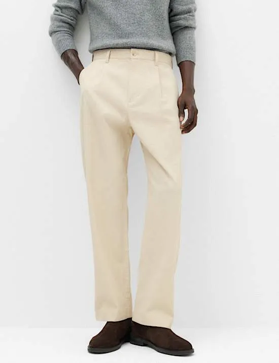 Bequeme Bundfaltenhose mit hohem Baumwollanteil