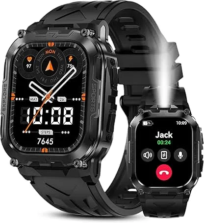 AMAZTIM Smart Watch for Men, 130 Days Extra-Long Battery, 1.96" Full Metal Rugged Military Watch, 50M Waterproof, Flashlight, 24/7 Heart Rate Sleep Monitor, Answer/Dial Calls, for Android & iOS AMAZTIM Smart Watch for Men, 130 Days Extra-Long Battery,…