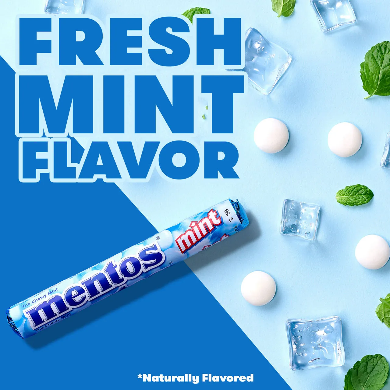 Mentos Chewy Mints Candy Roll, Mint flavor, Non Melting, 1.05 ounces, 11 pieces