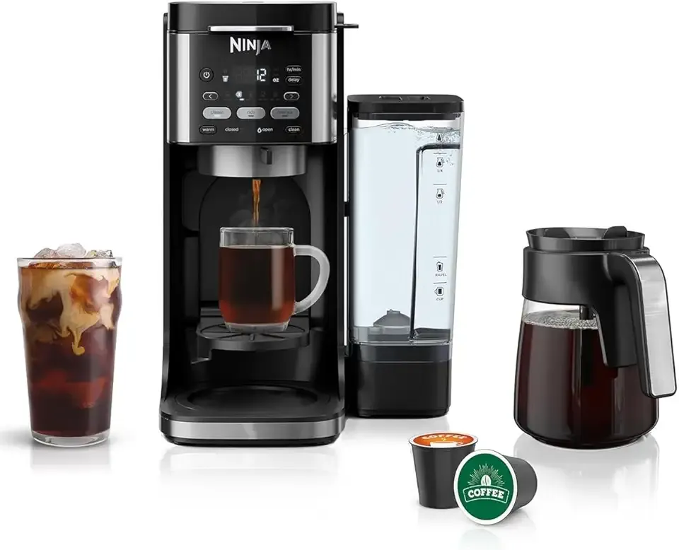 Ninja | Drip Coffee Maker | DualBrew Pro Hot & Iced Coffee | Compatible with K-Cup Pods | 3 Brew Styles (Classic, Rich, & Iced) | 60oz Removable Reservoir & Dishwasher Safe | Black | 12-Cup (Renewed)
