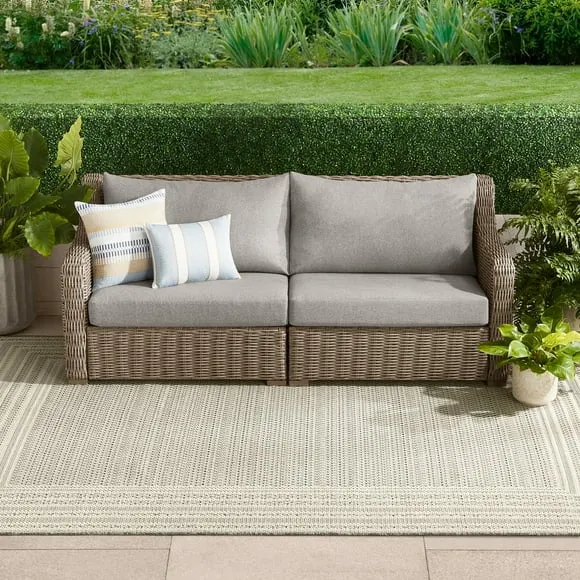 Better Homes & Gardens Bellamy Outdoor 1pc Sofa, Gray Wicker/Gray Cushion