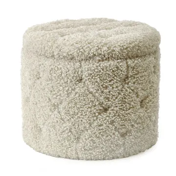 Pouf Contenitore in tessuto Teddy Crema