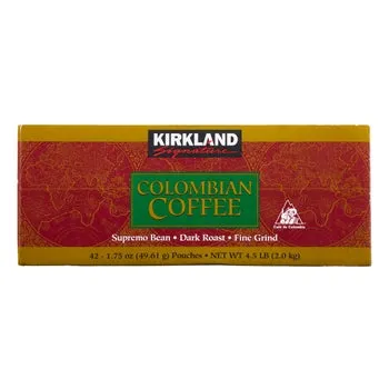 Kirkland Signature 100% Colombian Coffee, Dark Roast, 1.75 oz, 42-count