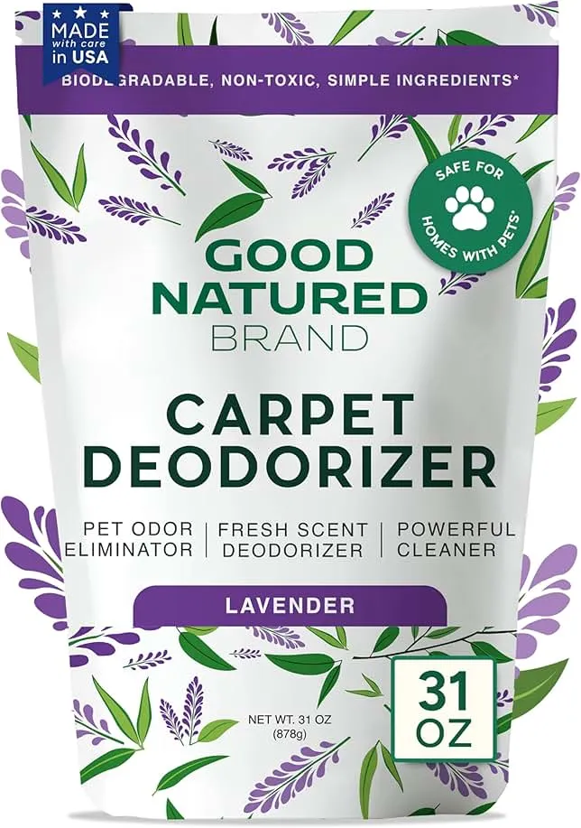Good Natured Brand | Carpet Deodorizer & Freshener Powder | 31 oz Pet Odor Eliminator for Strong Odor & Pet Urine | Fresh Natural Lavender Scent | Safe for Homes with Pets