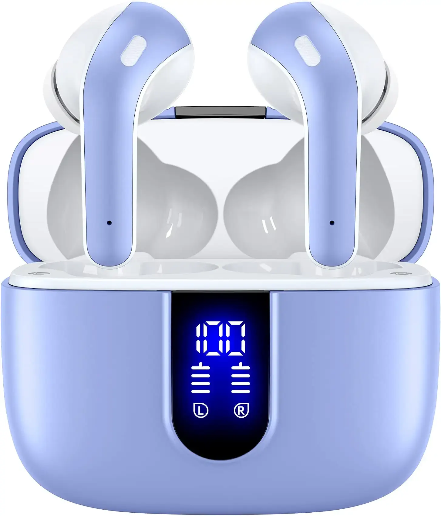 TAGRY Bluetooth Headphones True Wireless Earbuds 60H Playback LED Power Display Earphones with Wireless Charging Case IPX5 Waterproof in-Ear Ear buds with Mic for TV Smart Phone Laptop Computer Sports