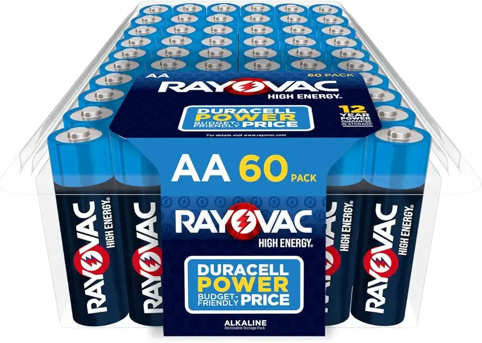 Rayovac AA Batteries, Double A Battery Alkaline, 60 Count