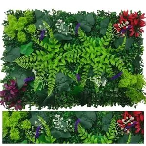 Biombo de plantas artificiales de 60 x 40 cm - Solución decorativa de pared anti-UV - Plantas artificiales duraderas para exteriores