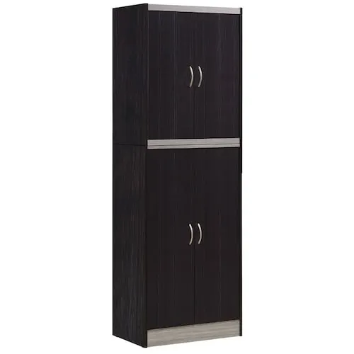 PRIVATE BRAND UNBRANDED Freestanding 24 in. Wide Kitchen Pantry Cabinet with 5 Shelves, Space-Saving Storage Organizer, Chocolate