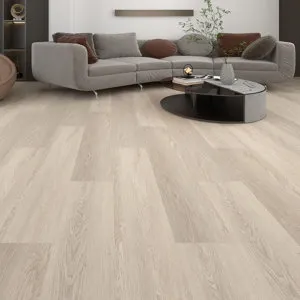 Sol PVC clipsable beige, sous-couche intégrée imitation bois 121,9x17,7 cm Ep. 4+1 mm