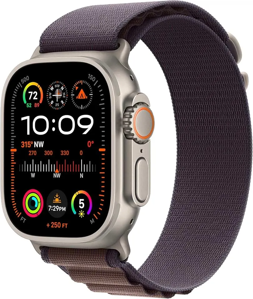 Apple Watch Ultra 2 [GPS + Cellular 49mm] Smartwatch with Rugged Titanium Case & Indigo Alpine Loop Medium. Fitness Tracker, Precision GPS, Action Button, Extra-Long Battery Life